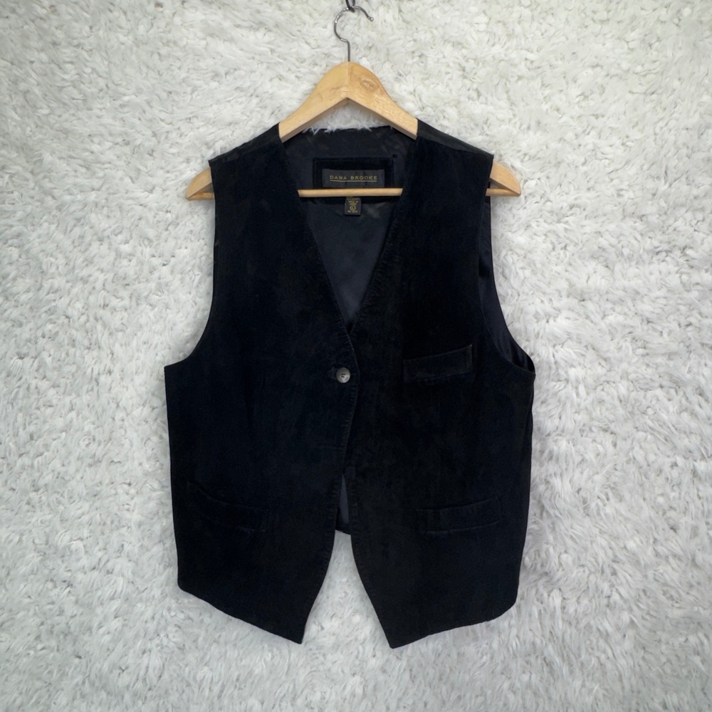 Dana Brooke Suede Vest Large Black Western Boho Vintage Dark Academia Grunge